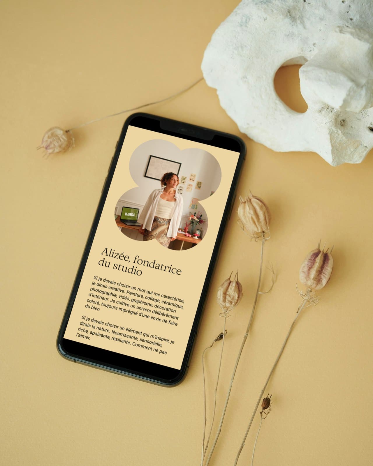 Mockup du site vitrine Blomea Studio développé par Chloé Doustalet