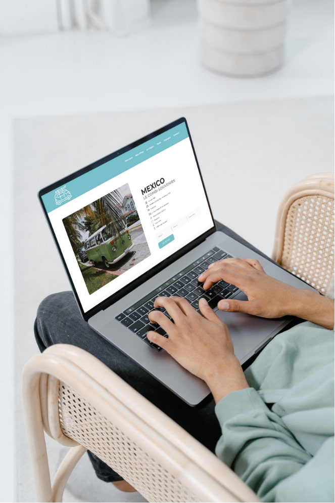 Mockup de la page combi Mexico du site web Les combi du bassin maquetté et développé par Chloé Doustalet